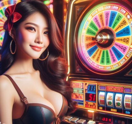 Colorful Wheel of Fortune slot machine with spinning wheel, promising excitement and big wins.